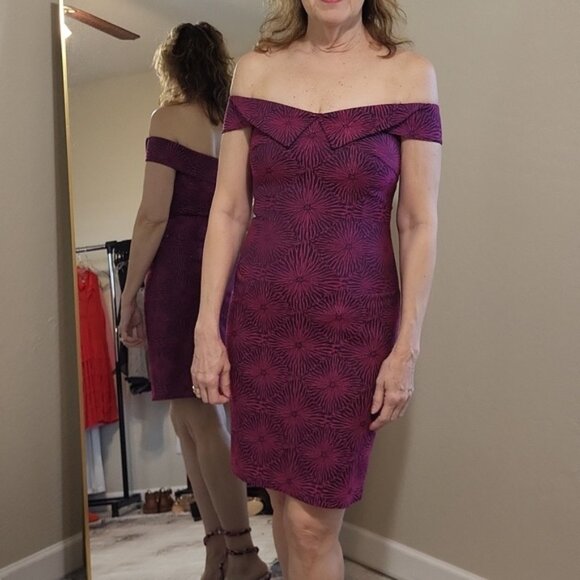 Opening Ceremony Sheath Dress Pink Blue Short Sleeve + Off-The-Shoulder Size 6 - Picture 1 of 15